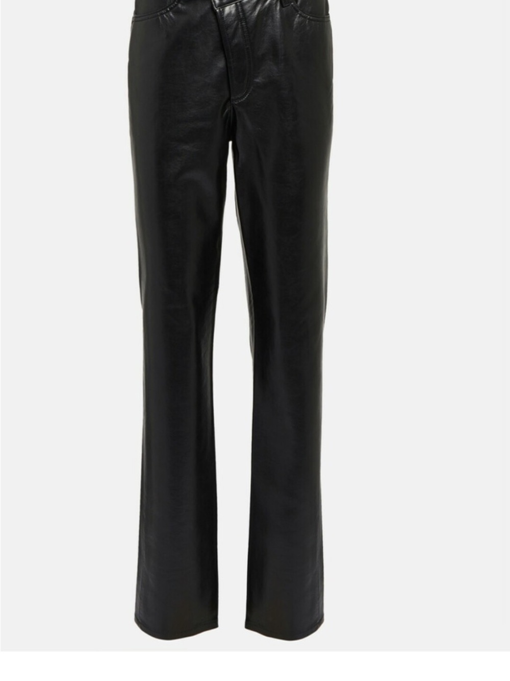 Agolde Criss Cross Black Faux Leather Wide Leg Jeans